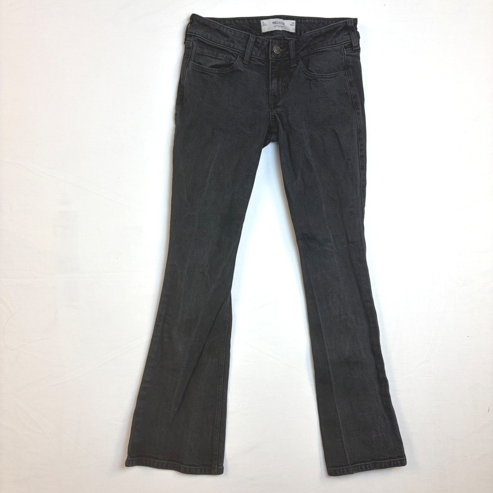 Hollister Low-Rise Bootcut Jeans Womens‎ 2R W26 Black Faded Stretch Denim Y2K